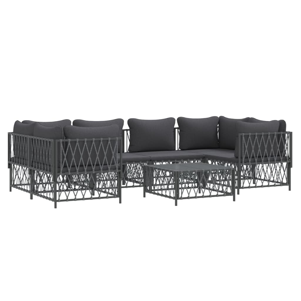 Set mobilier de grădină cu perne, 7 piese, antracit, oțel