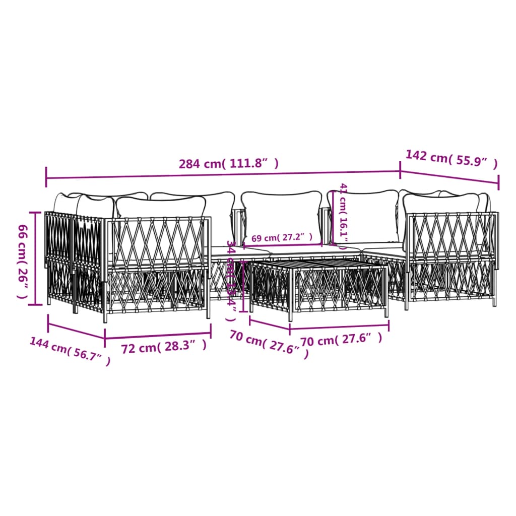 Set mobilier de grădină cu perne, 7 piese, antracit, oțel