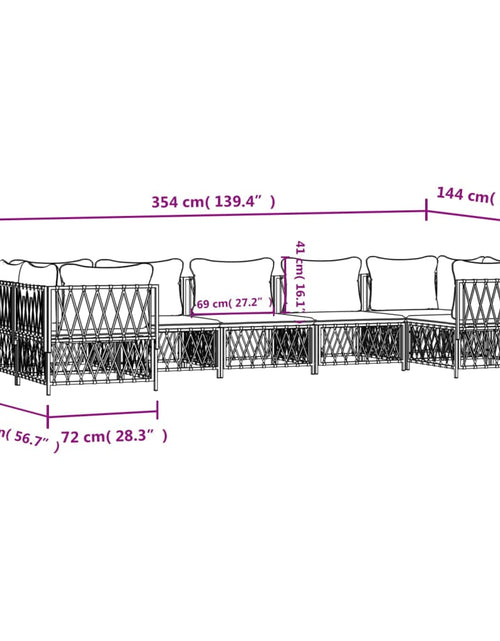 Загрузите изображение в средство просмотра галереи, Set mobilier de grădină cu perne, 7 piese, alb, oțel
