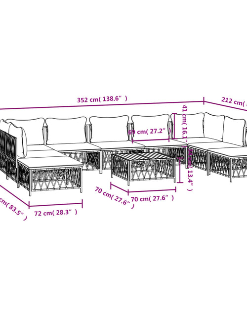 Încărcați imaginea în vizualizatorul Galerie, Set mobilier de grădină cu perne, 10 piese, antracit, oțel
