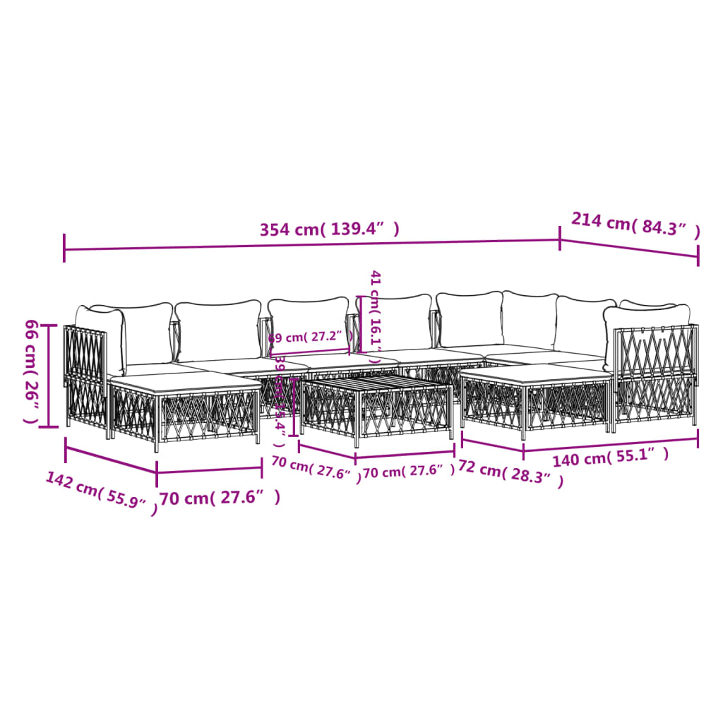 Set mobilier de grădină cu perne, 10 piese, antracit, oțel