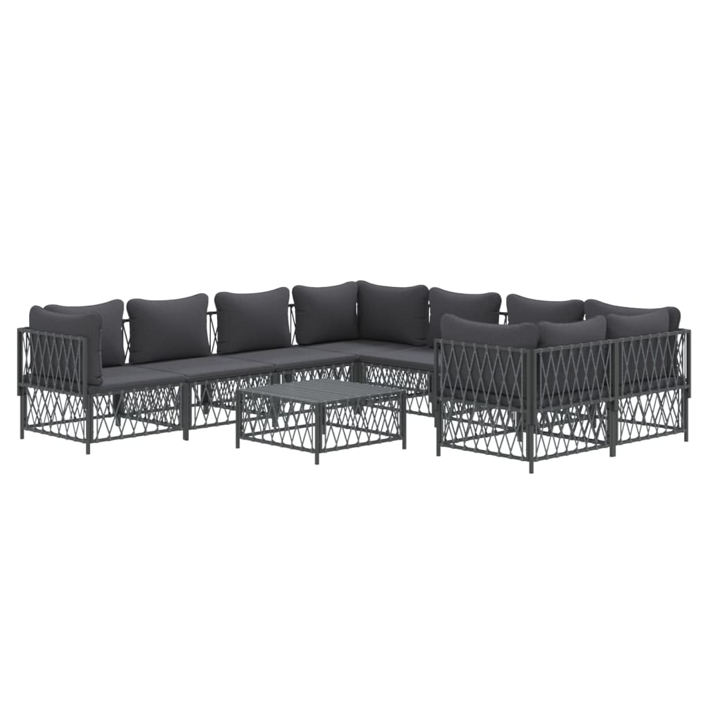 Set mobilier de grădină cu perne, 9 piese, antracit, oțel