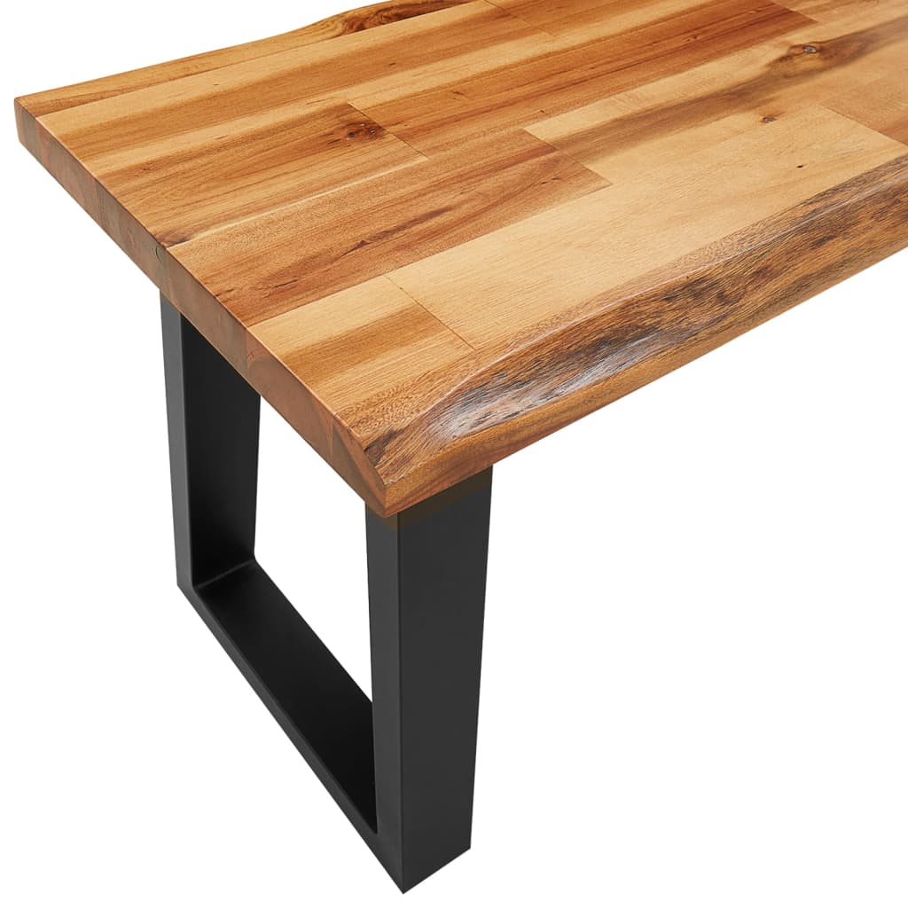 Set de masă din 3 piese, margini naturale, lemn masiv de acacia