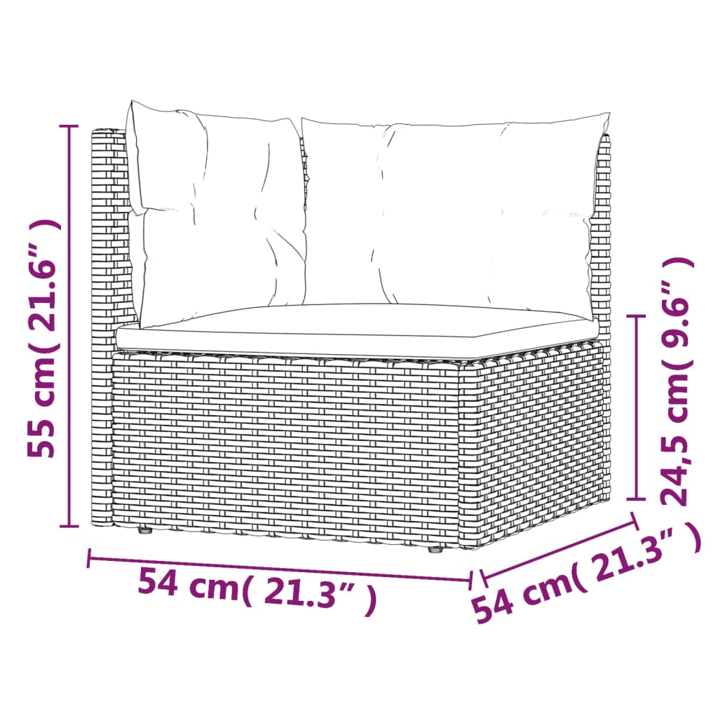 Set mobilier de grădină cu perne, 6 piese, gri, poliratan