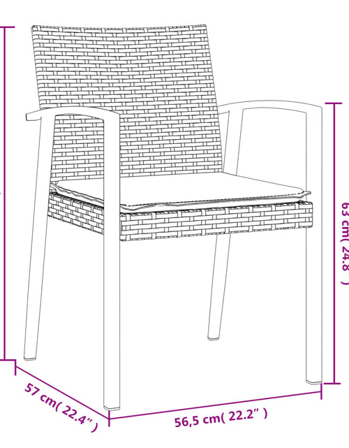 Încărcați imaginea în vizualizatorul Galerie, Scaune de grădină cu perne 4 buc. maro 56,5x57x83 cm poliratan
