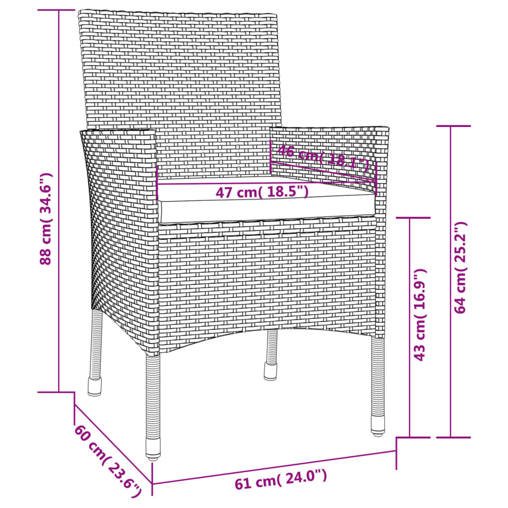 Set mobilier de grădină, 5 piese, cu perne, maro, poliratan