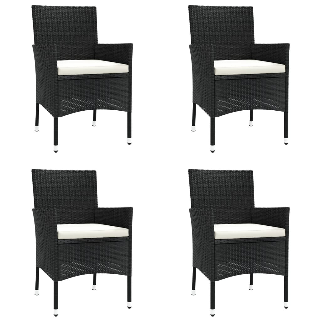 Set mobilier de grădină cu perne, 5 piese, negru, poliratan