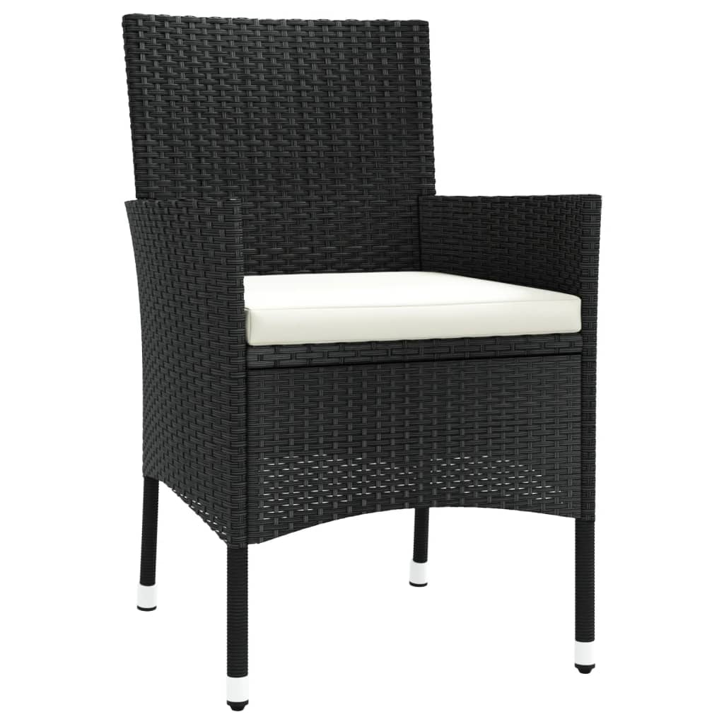 Set mobilier de grădină cu perne, 5 piese, negru, poliratan