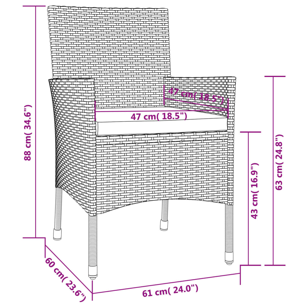 Set mobilier de grădină cu perne, 7 piese, negru, poliratan