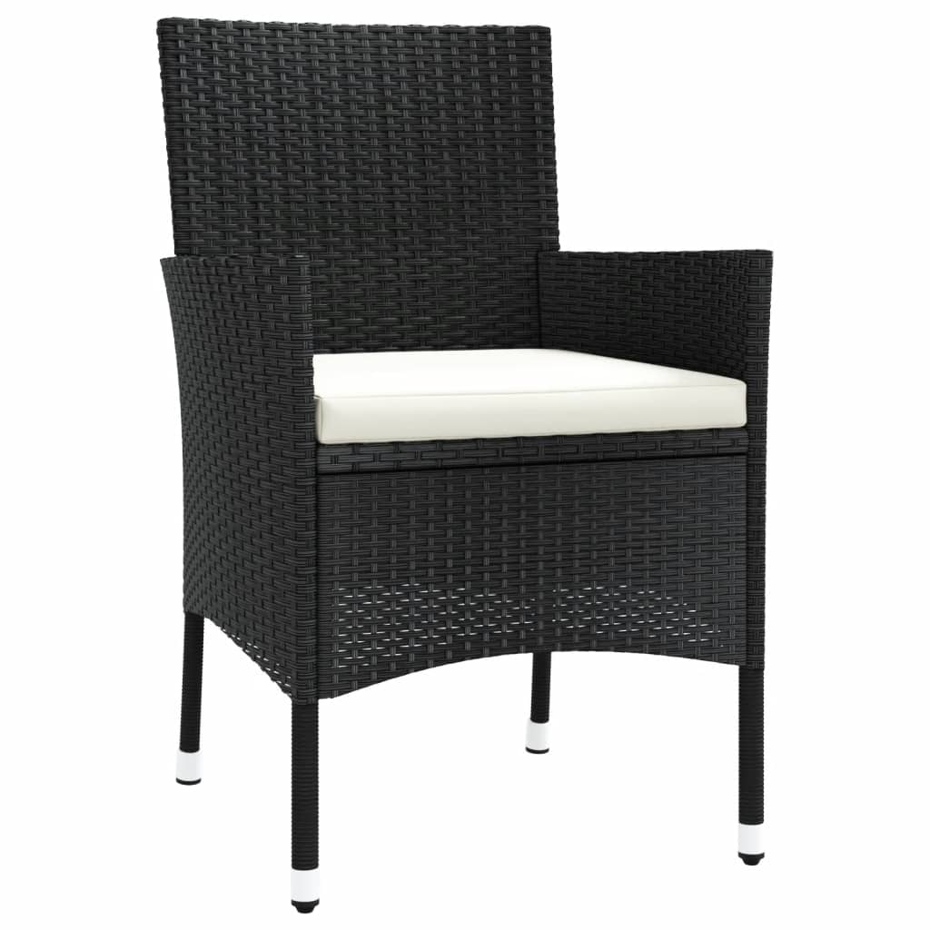 Set mobilier de grădină cu perne, 7 piese, negru, poliratan