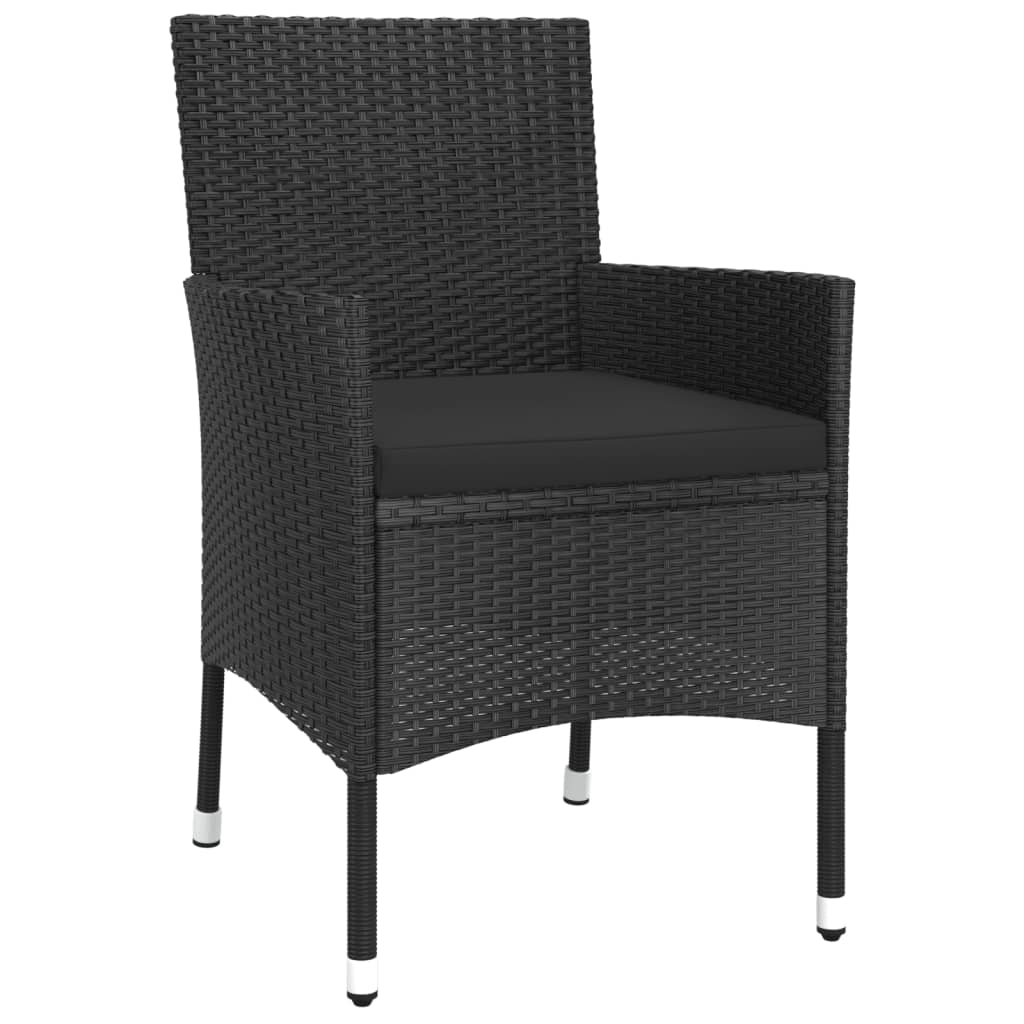 Set mobilier de grădină cu perne, 5 piese, negru, poliratan