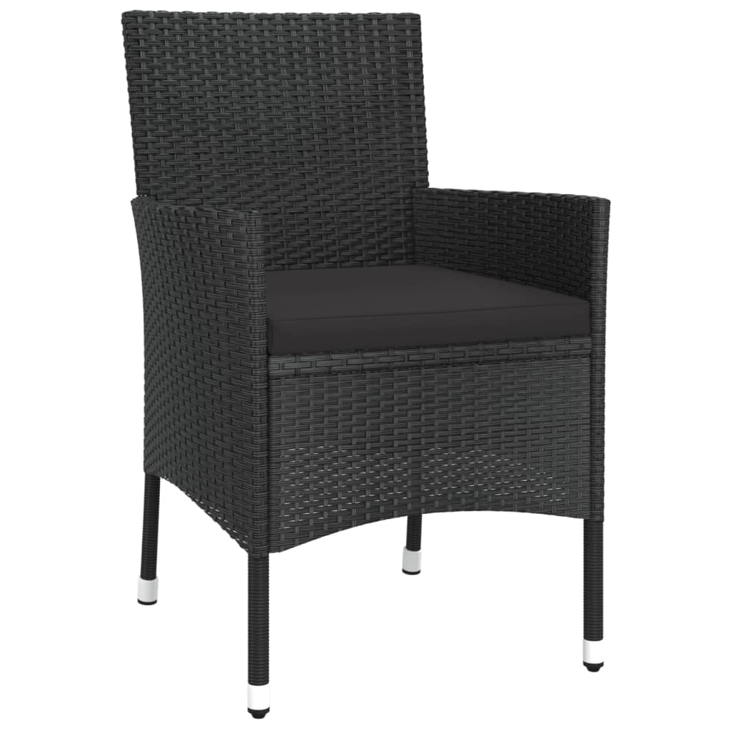 Set mobilier de grădină cu perne, 7 piese, negru, poliratan