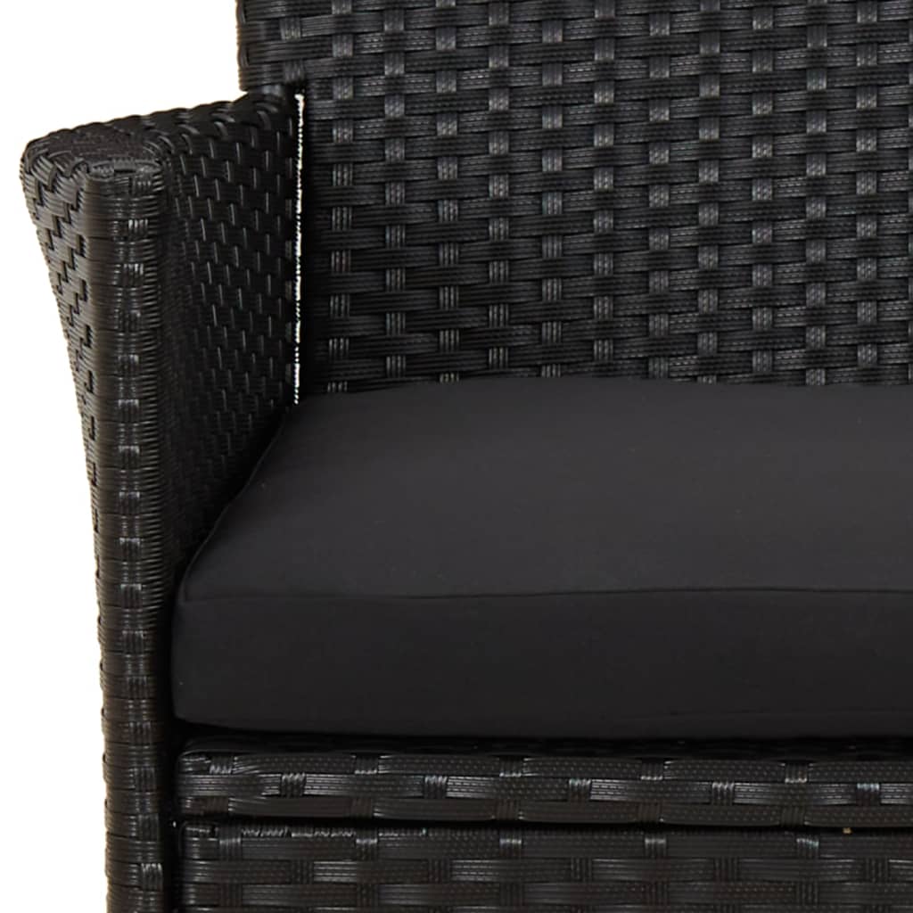 Set mobilier de grădină cu perne, 7 piese, negru, poliratan