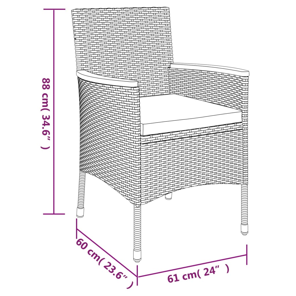 Set mobilier de grădină cu perne, 5 piese, gri, poliratan