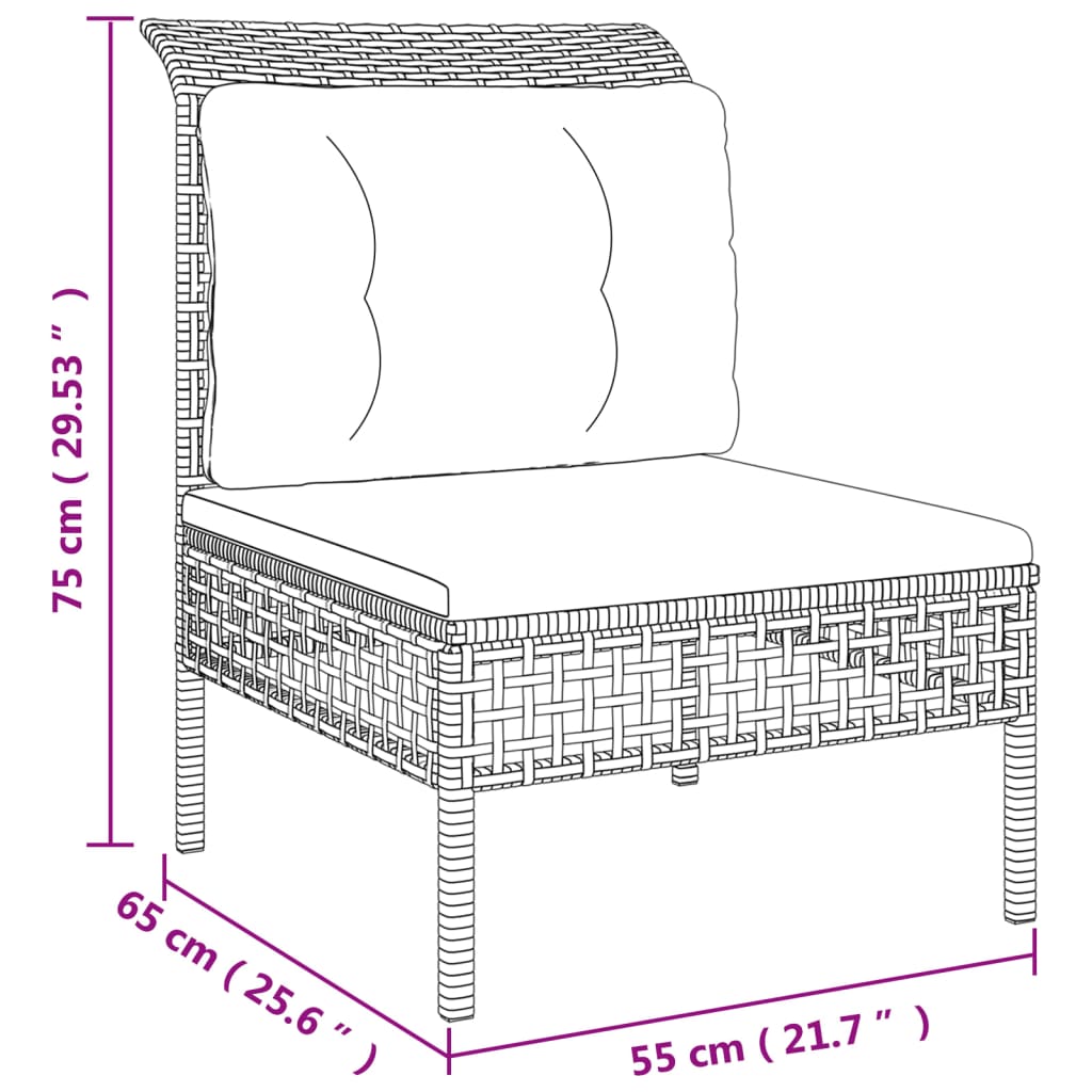 Set mobilier de grădină cu perne, 6 piese, gri, poliratan