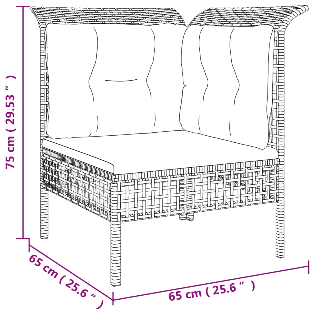 Set mobilier de grădină cu perne, 6 piese, gri, poliratan