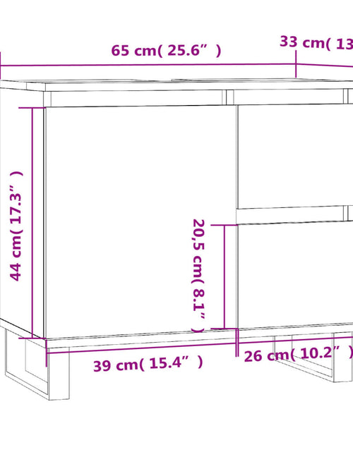 Încărcați imaginea în vizualizatorul Galerie, Dulap de baie, stejar afumat, 65x33x60 cm, lemn prelucrat
