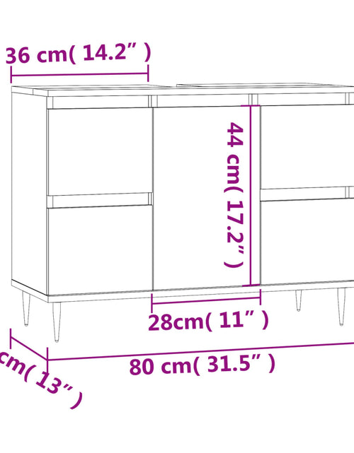 Încărcați imaginea în vizualizatorul Galerie, Dulap pentru baie, stejar fumuriu, 80x33x60 cm, lemn compozit
