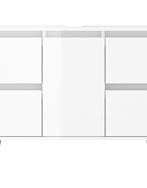 Загрузите изображение в средство просмотра галереи, Dulap pentru baie, alb extralucios, 80x33x60 cm, lemn compozit

