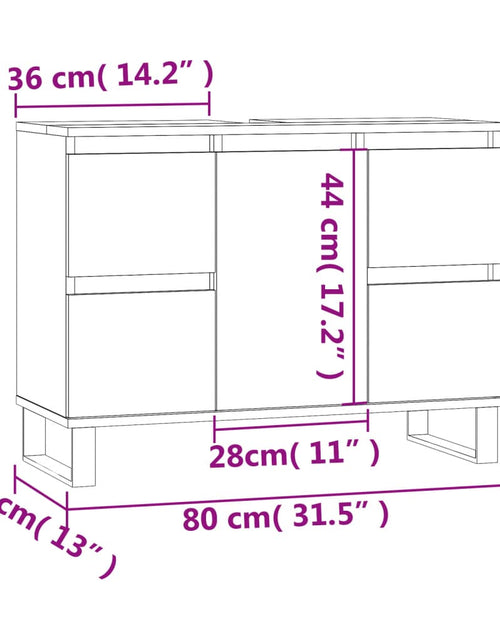 Încărcați imaginea în vizualizatorul Galerie, Dulap pentru baie, stejar fumuriu, 80x33x60 cm, lemn compozit
