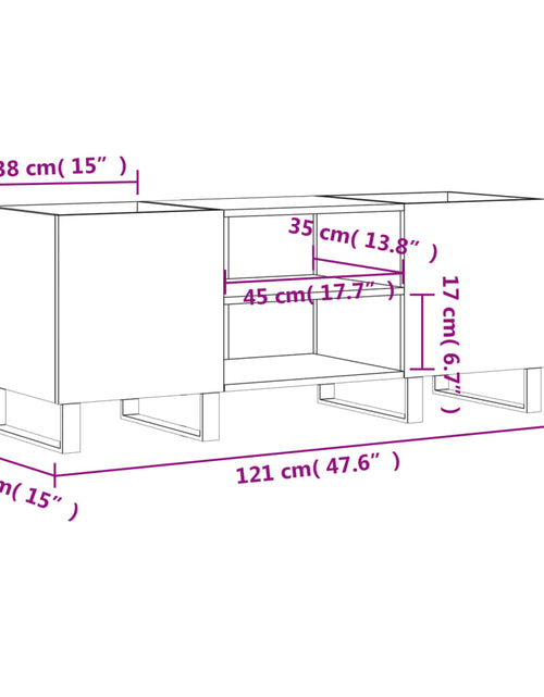 Încărcați imaginea în vizualizatorul Galerie, Dulap pentru discuri stejar afumat 121x38x48 cm, lemn prelucrat
