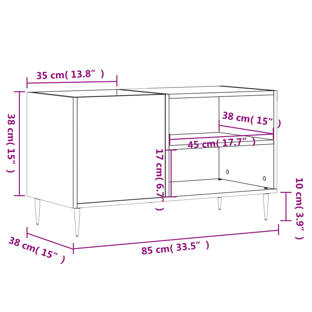 Dulap pentru discuri stejar afumat 85x38x48 cm lemn prelucrat