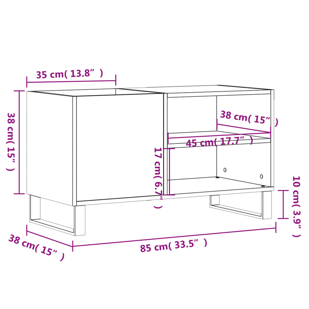 Dulap pentru discuri gri sonoma 85x38x48 cm lemn prelucrat