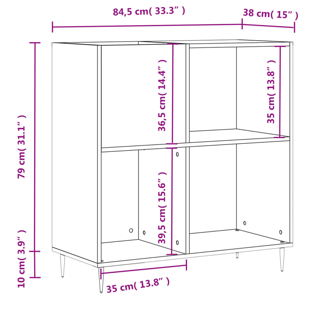 Dulap pentru discuri stejar sonoma 84,5x38x89 cm lemn compozit