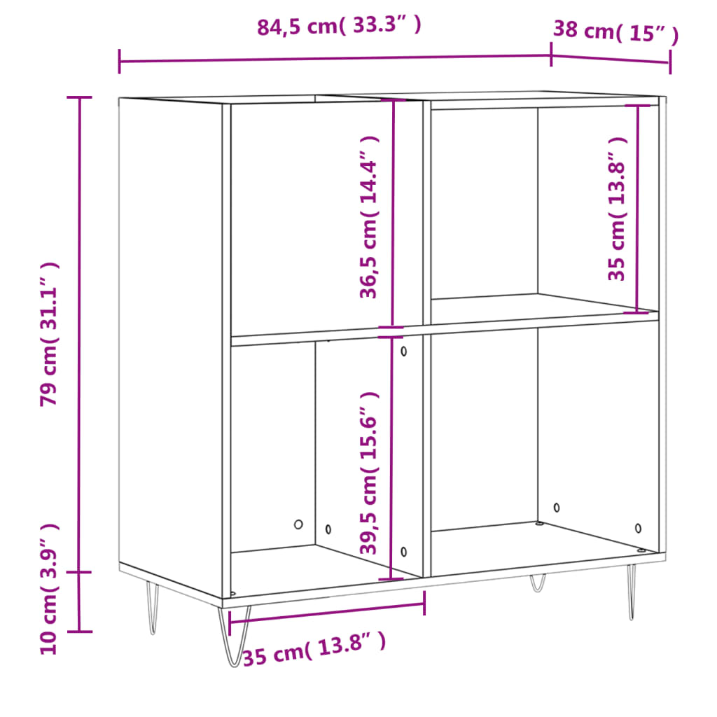 Dulap pentru discuri stejar maro 84,5x38x89 cm lemn compozit