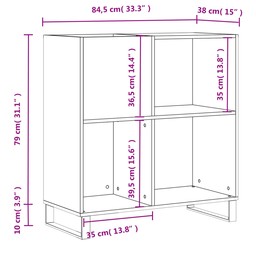 Dulap pentru discuri stejar sonoma 84,5x38x89 cm lemn compozit