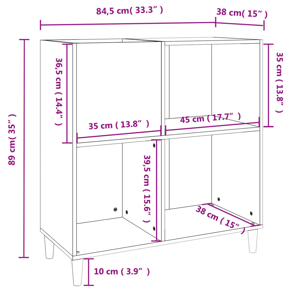 Dulap pentru discuri negru 84,5x38x89 cm lemn compozit