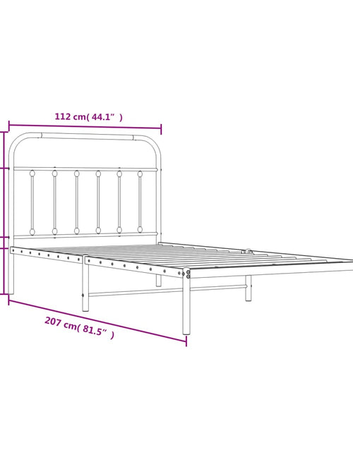 Încărcați imaginea în vizualizatorul Galerie, Cadru de pat din metal cu tăblie, negru, 107x203 cm
