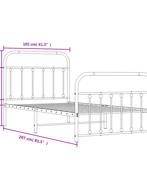 Încărcați imaginea în vizualizatorul Galerie, Cadru pat metalic cu tăblii de cap/picioare, negru, 100x200 cm
