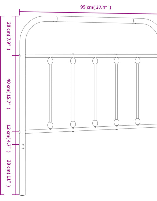 Încărcați imaginea în vizualizatorul Galerie, Tăblie de pat metalică, negru, 90 cm
