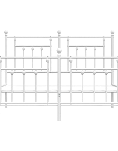 Загрузите изображение в средство просмотра галереи, Cadru de pat metalic cu tăblie, alb, 150x200 cm
