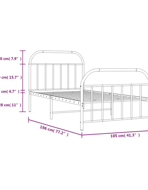 Încărcați imaginea în vizualizatorul Galerie, Cadru pat metalic cu tăblii de cap/picioare, negru, 100x190 cm
