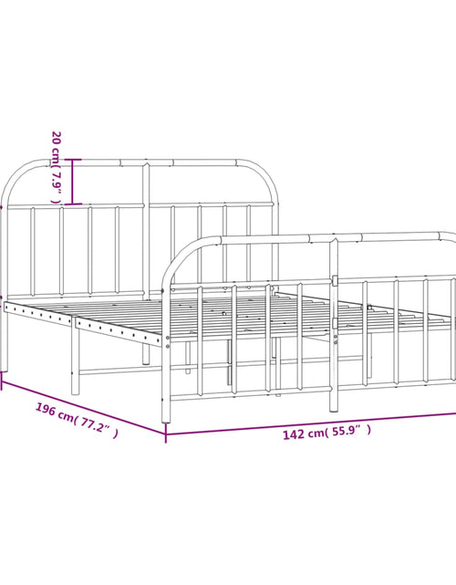 Încărcați imaginea în vizualizatorul Galerie, Cadru pat metalic cu tăblie de cap/picioare, negru, 135x190 cm
