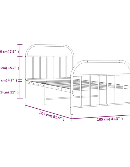 Încărcați imaginea în vizualizatorul Galerie, Cadru de pat metalic cu tăblie de cap/picioare, alb, 100x200 cm
