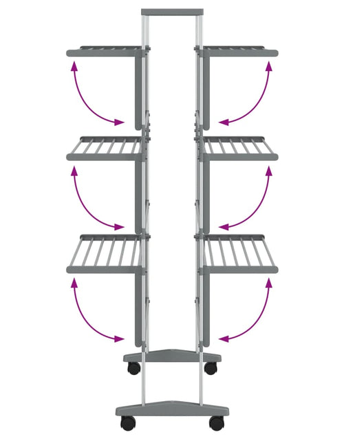 Încărcați imaginea în vizualizatorul Galerie, Uscător de rufe cu roți, 89x64x129 cm, aluminiu
