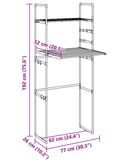 Încărcați imaginea în vizualizatorul Galerie, Raft pentru mașina de spălat, 77x52x192 cm aluminiu
