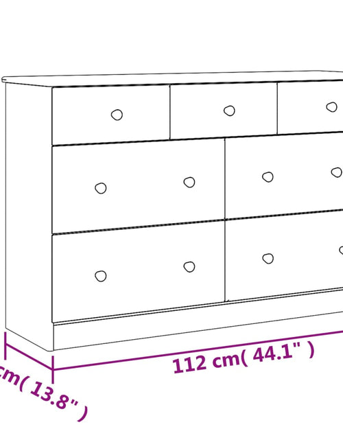 Загрузите изображение в средство просмотра галереи, Comodă cu sertare ALTA, alb, 112x35x73 cm, lemn masiv de pin
