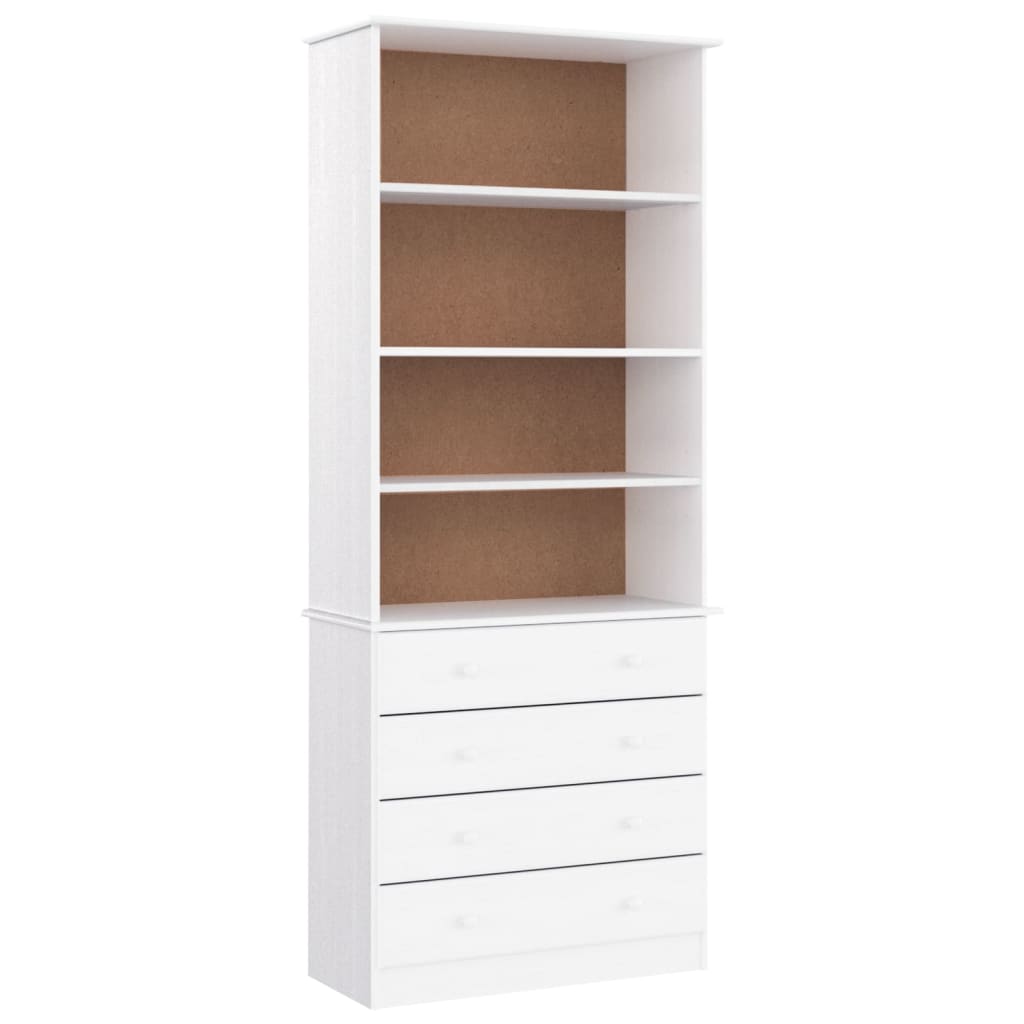 Bibliotecă cu sertare „ALTA” alb 77x35x186,5 cm lemn masiv pin