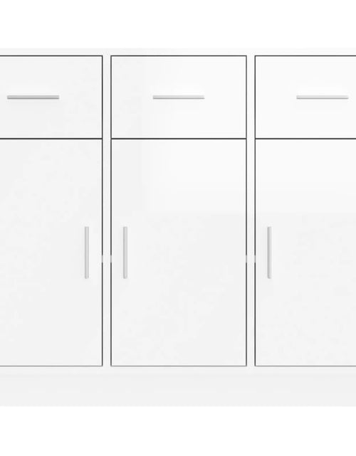 Загрузите изображение в средство просмотра галереи, Servantă, alb extralucios, 91x28x75 cm, lemn prelucrat
