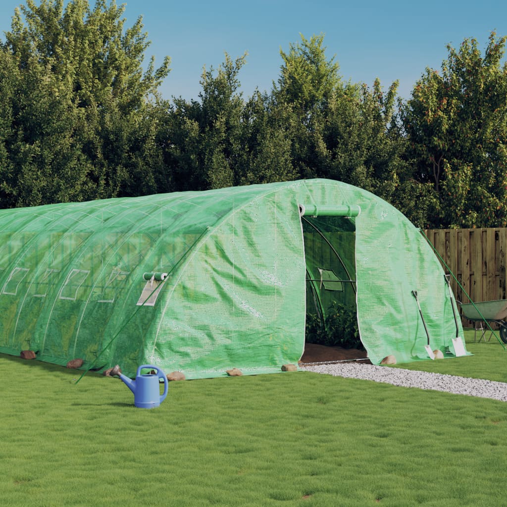 Seră cu cadru din oțel, verde, 70 m², 14x5x2,3 m