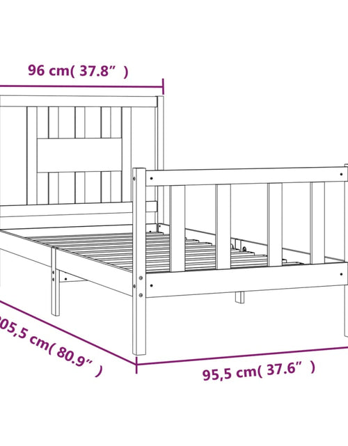 Загрузите изображение в средство просмотра галереи, Cadru de pat cu tăblie, negru, 90x200 cm, lemn masiv de pin
