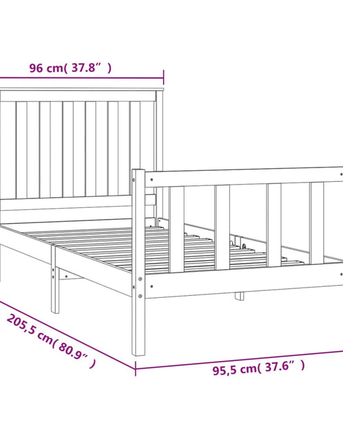 Încărcați imaginea în vizualizatorul Galerie, Cadru de pat cu tăblie, negru, 90x200 cm, lemn masiv de pin
