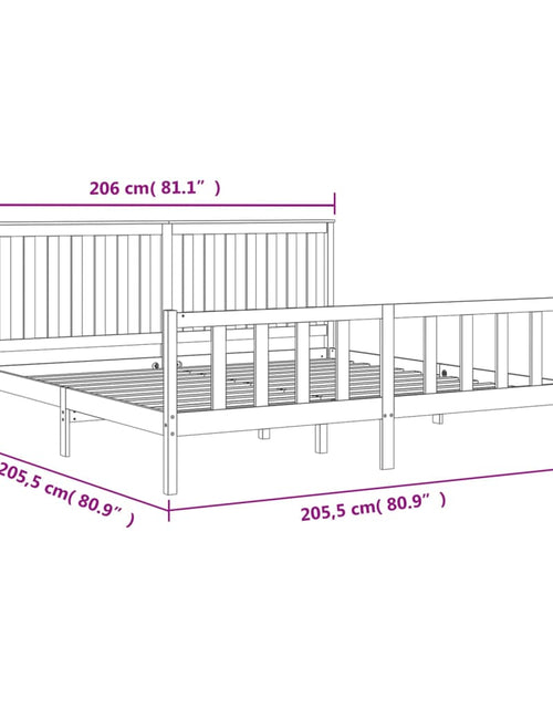 Încărcați imaginea în vizualizatorul Galerie, Cadru pat cu tăblie 200x200 cm, gri, lemn masiv de pin

