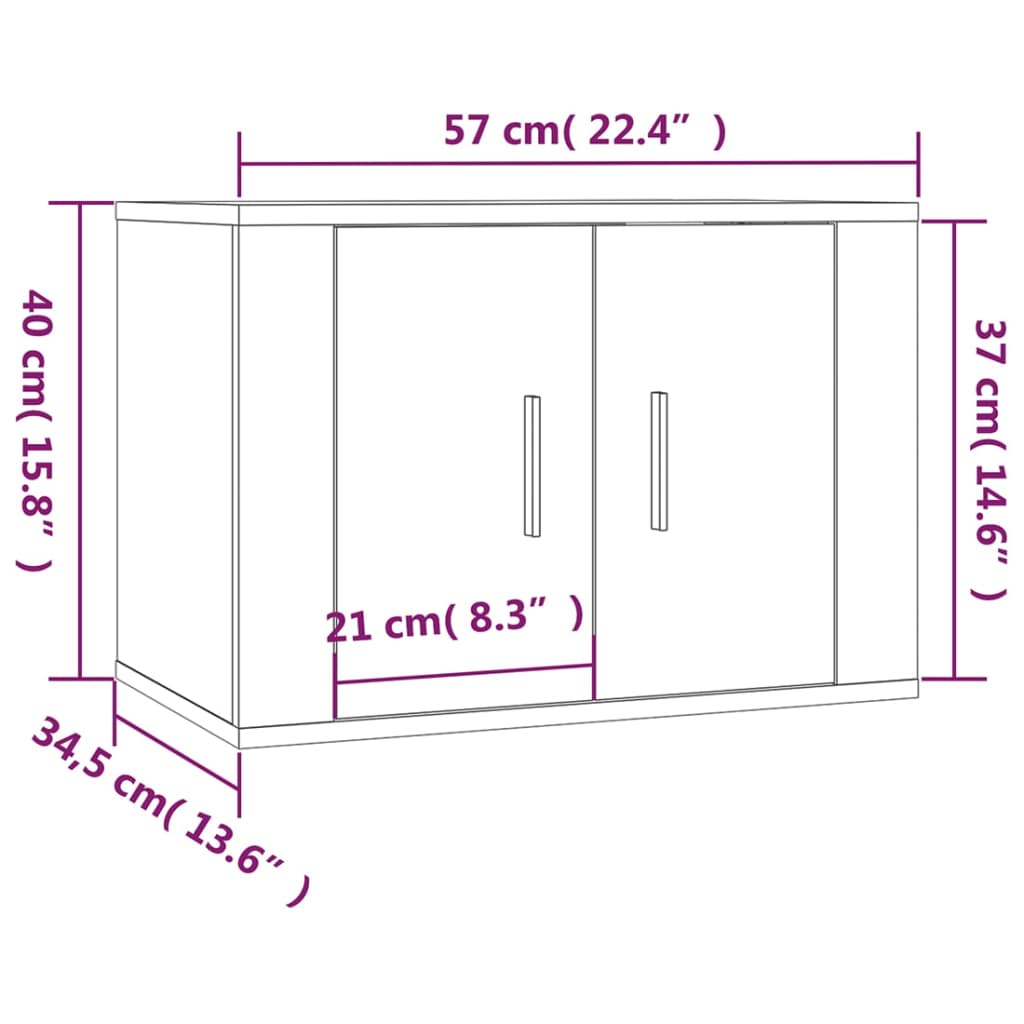 Dulapuri TV montate pe perete, 2 buc., alb, 57x34,5x40 cm