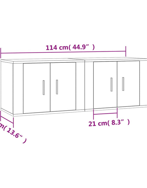 Загрузите изображение в средство просмотра галереи, Dulapuri TV montate pe perete 2 buc stejar afumat, 57x34,5x40cm
