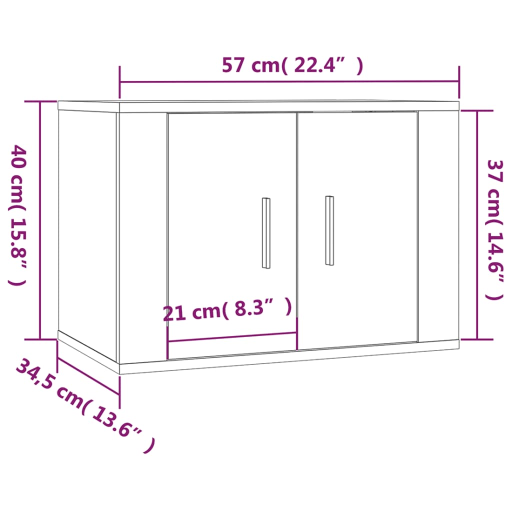 Dulapuri TV montate pe perete, 3 buc., negru, 57x34,5x40 cm